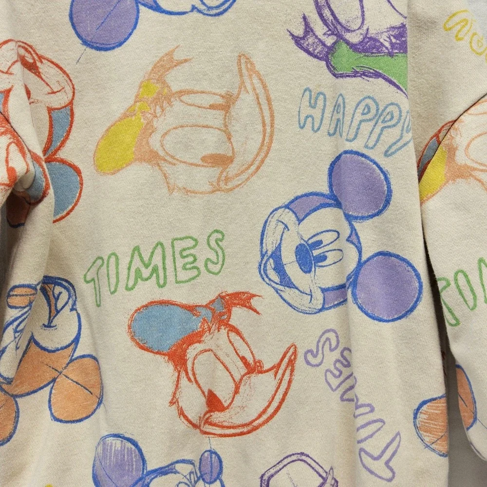 H&M Disney‎ Sweatshirt Kids 18M Cream Mickey Mouse Donald Duck Graphic Pullover